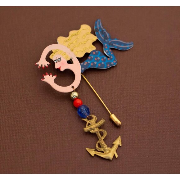 Vintage Intricate Mermaid Nautical Stick Pin - U21 - Picture 1 of 2
